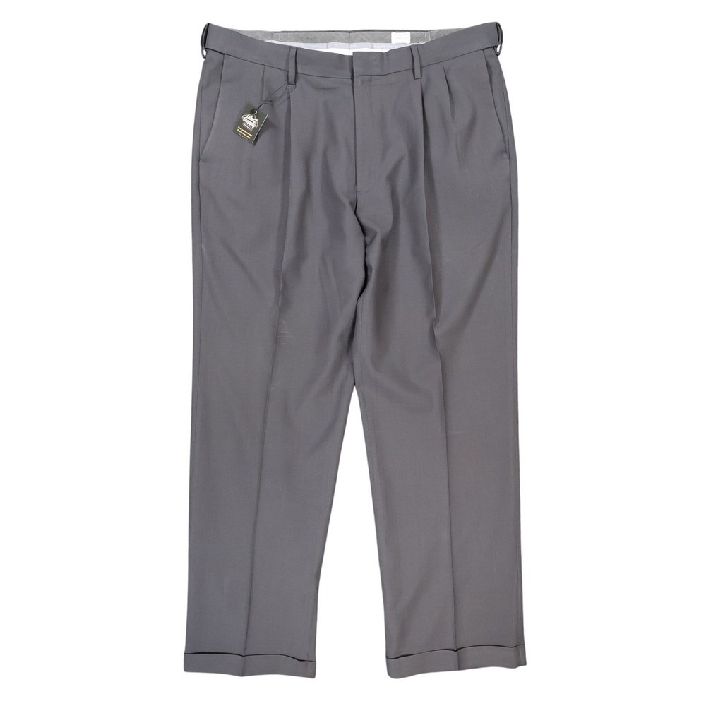 Haggar Trousers Mens 38x30 Gray Excellent Pleated Front Cuffed Dress Pants